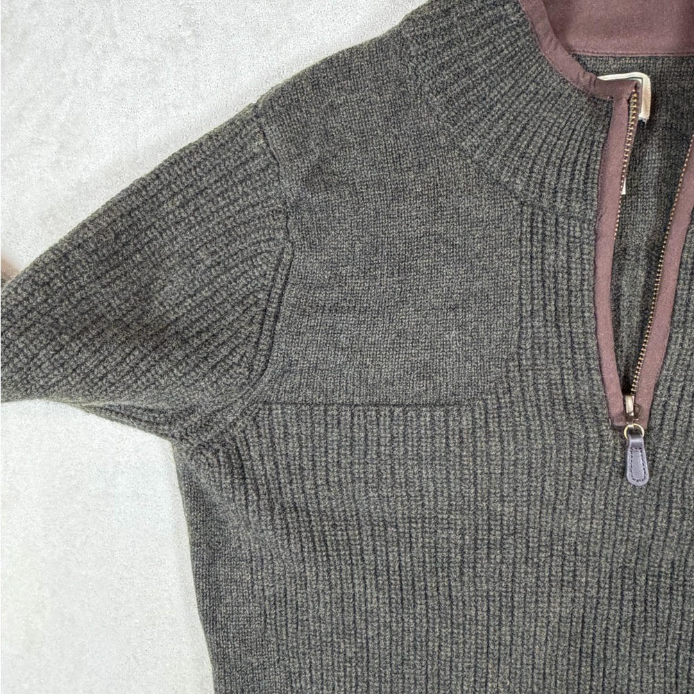 L.L. Bean Men's Size Small Waterfowl 100% Wool Charcoal Zip-Up Sweater - Picture 7 of 10